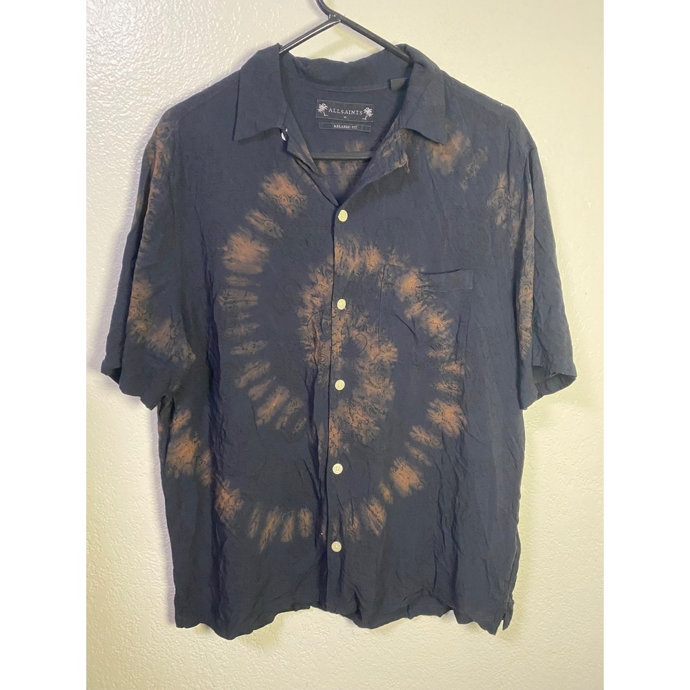 AllSaints Fillmore Bandana Tie Dye SS Shirt Mens Medium Paisley Relaxed Fit